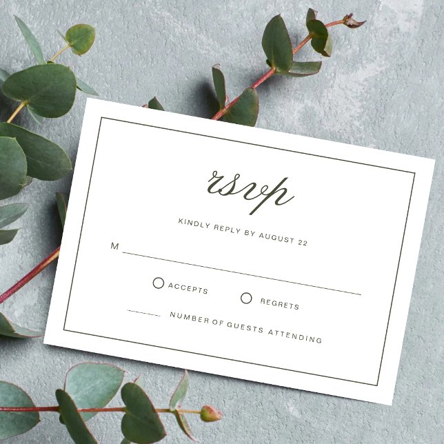 Elegant Dusty Green Script Classic Wedding RSVP Card (Elegant dusty green script RSVP cards help guests reply with timeless style and ease.)