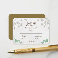 Elegant dusty green watercolor & mini floral RSVP