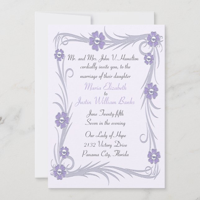 Elegant Dusty Lavender Wedding Invitation (Front)