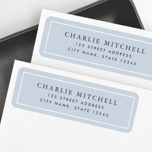 Elegant dusty light blue return address label
