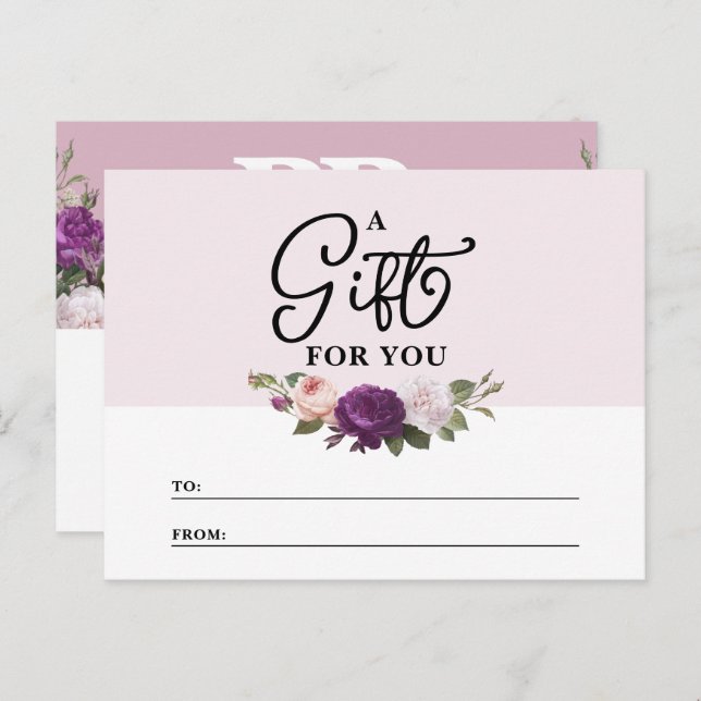 Elegant Dusty Mauve Floral Gift Certificate Card (Front/Back)