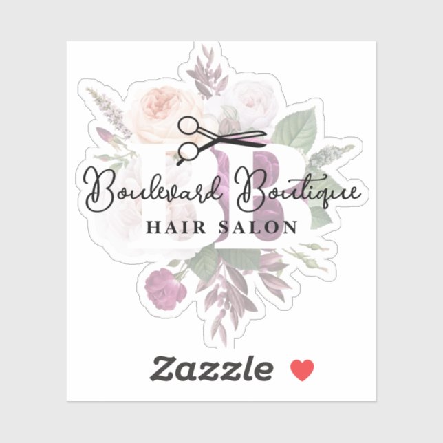 Elegant Dusty Mauve Floral Hair Salon Stylist Logo (Sheet)