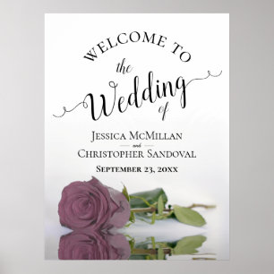 Elegant Dusty Mauve Pink Rose Chic Wedding Welcome Poster