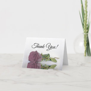 Elegant Dusty Mauve Pink Rose Wedding Photo Inside Thank You Card