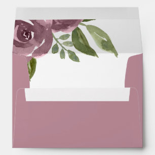 Elegant Dusty Mauve Watercolor Floral Envelope