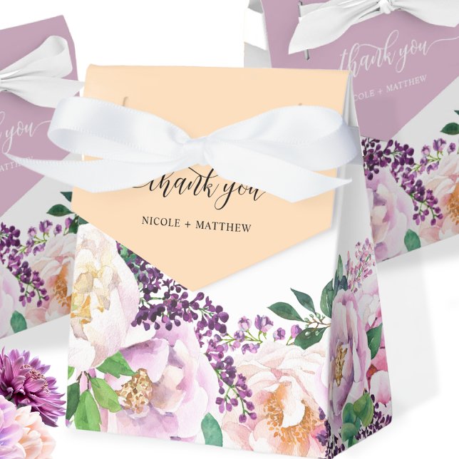 Elegant Dusty Orange and Purple Pastel Floral Favour Box (Creator Uploaded)