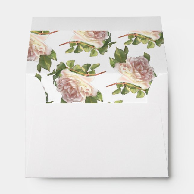 Elegant dusty peachy orange white floral rose envelopes (Back (Bottom))