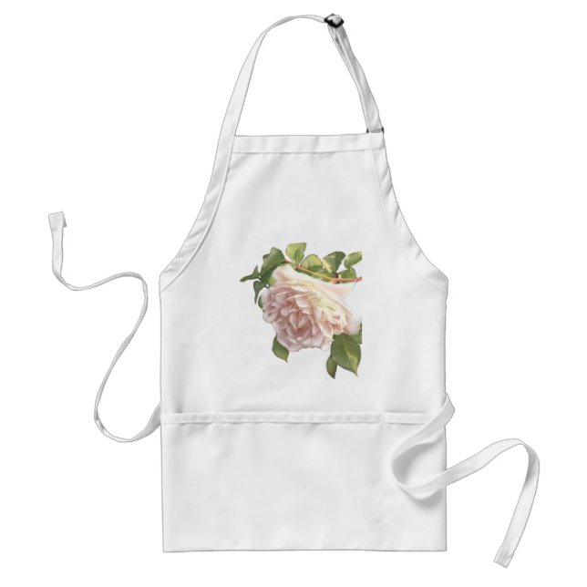 Elegant dusty peachy orange white floral rose standard apron (Front)