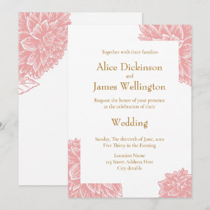 Elegant Dusty Pink and Gold Floral Wedding Invitation