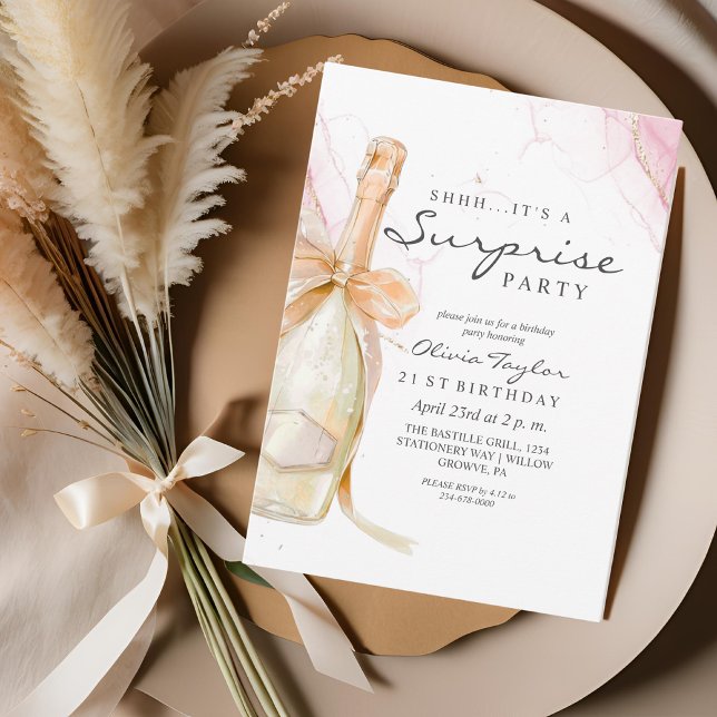 Elegant Dusty Pink Champagne 21st Birthday Invitation (Creator Uploaded)