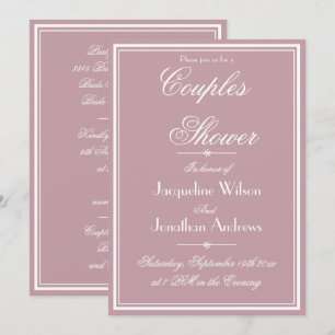 Elegant Dusty Pink Chic Script RSVP Couples Shower Invitation