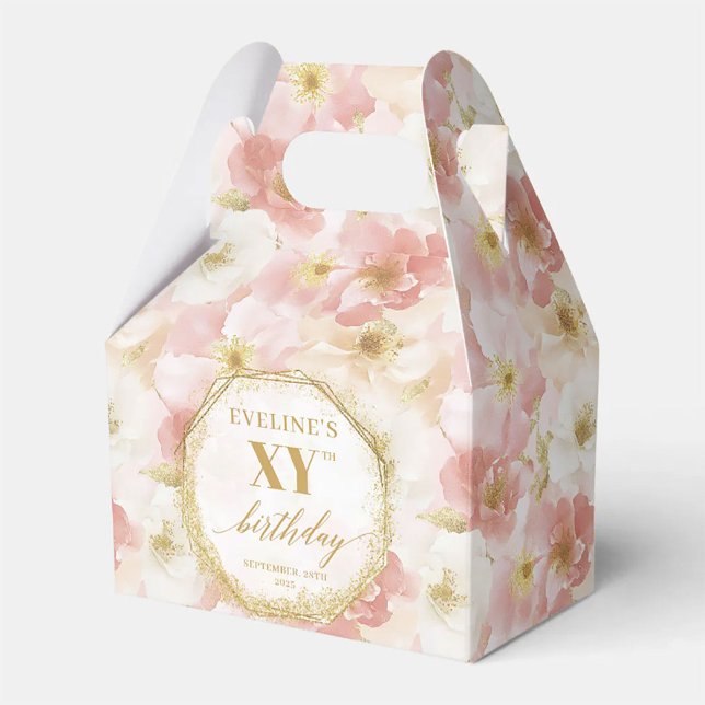 Elegant Dusty Pink Floral Birthday Party Favour Bo Box (Elegant Dusty Pink Floral Birthday Party Favor Box)