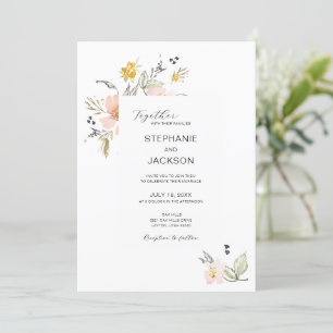 Elegant Dusty Pink Floral Watercolor Wedding Invitation