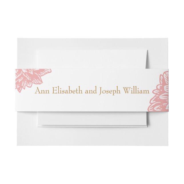 Elegant Dusty Pink Floral Wraparound Wedding Invitation Belly Band (Front Example)