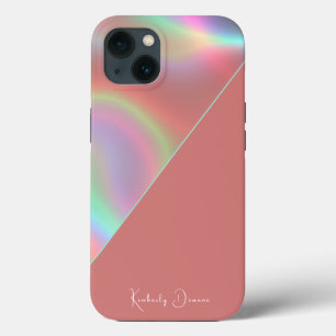 Elegant Dusty Pink Holographic Notebook iPhone 13 Case