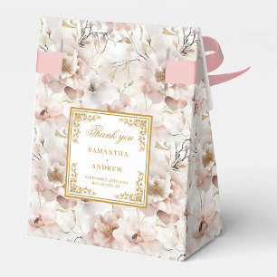 Elegant Dusty Pink Ivory Gold Wedding Favour Box