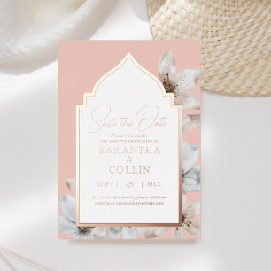 Elegant Dusty Pink Magnolia Flowers Save the Date