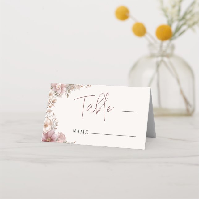Elegant Dusty Pink Magnolia Table Number  Place Card (Front)