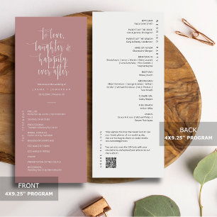 Elegant Dusty Pink Minimal QR Code Wedding Flat Program