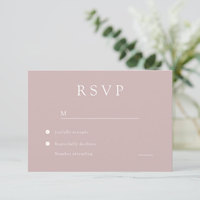 Elegant Dusty Pink Modern Wedding RSVP Card (Standing Front)