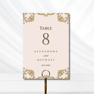 Elegant Dusty Pink Ornate Baroque Wedding  Table Number