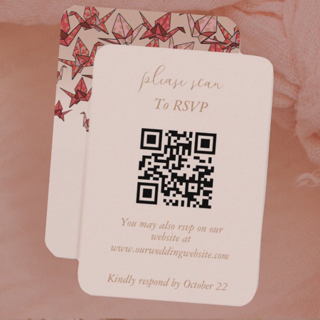 Elegant Dusty Pink Paper Crane Wedding Enclosure Card (Creator Uploaded)