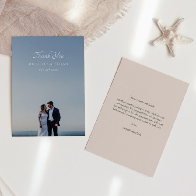 Elegant Dusty Pink Photo Wedding Thank You Cards (Creator Uploaded)