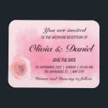 Elegant dusty pink rose floral wedding magnet<br><div class="desc">Elegant dusty pink rose floral wedding invitation magnet, perfect for a romantic wedding. You can edit text, colour or background.</div>