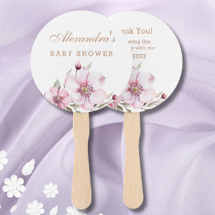 Elegant Dusty Pink Roses Baby Shower Hand Fan