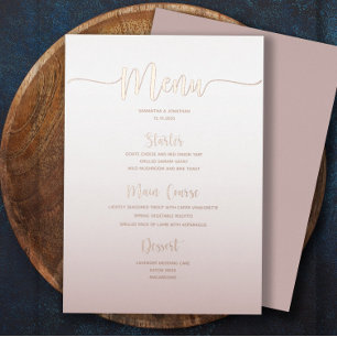 Elegant Dusty Pink Simple Wedding Dinner Menu