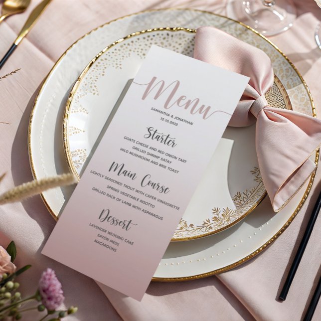 Elegant Dusty Pink Simple Wedding Dinner Menu (Creator Uploaded)