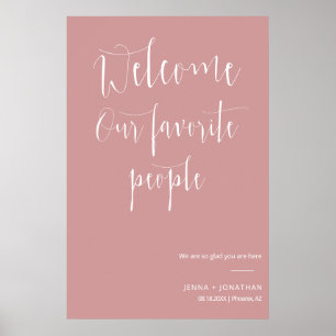 Elegant Dusty Pink Welcome Wedding Cermony Sign