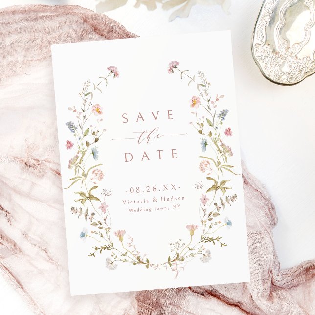 Elegant Dusty Pink Wildflower Rustic Boho Wedding Save The Date (Elegant Dusty Pink Wildflower Rustic Boho Wedding Save The Date)