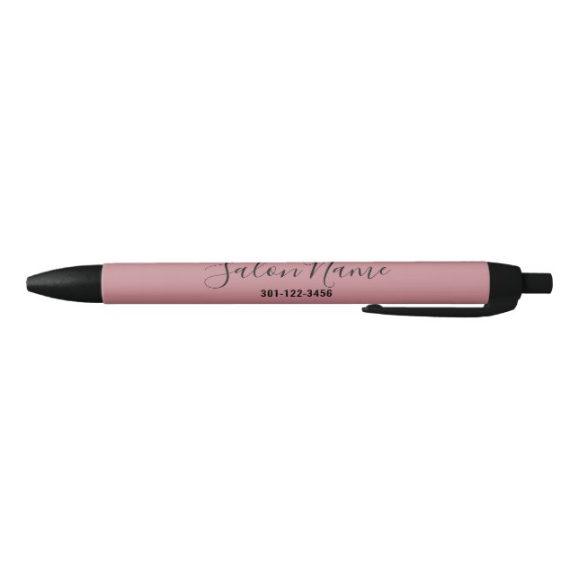Elegant Dusty Pink with Black Script Salon Name Ink Pen (Bottom)