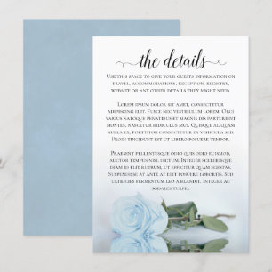Elegant Dusty Powder Blue Rose Wedding Details Enclosure Card