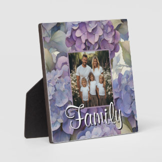 Elegant dusty purple blue watercolor hydrangeas  plaque