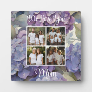 Elegant dusty purple blue watercolor hydrangeas plaque