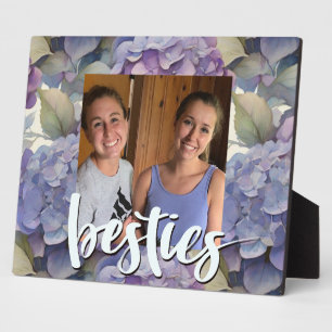 Elegant dusty purple blue watercolor hydrangeas  plaque