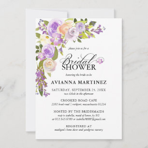 Elegant Dusty Purple Floral Bridal Shower  Invitation
