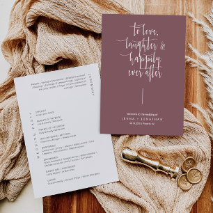 Elegant Dusty Purple Modern Minimal Script Wedding Program