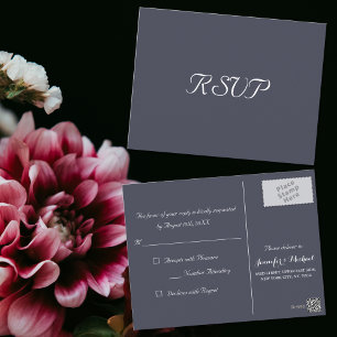Elegant Dusty Purple Party Wedding Response RSVP Postcard