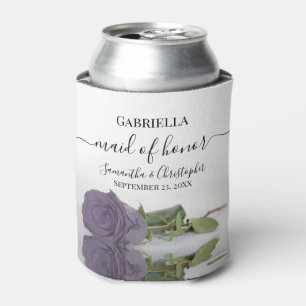 Elegant Dusty Purple Rose Maid of Honour Wedding Can Cooler