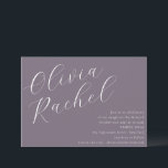 Elegant Dusty Purple Script Minimal Bat Mitzvah Invitation<br><div class="desc">Invite your guests in style with this contemporary Bat Mitzvah invitation, featuring a minimalist horizontal composition and elegant script calligraphy in white on a Dusty Purple background. The clean, modern design exudes sophistication while maintaining a warm and welcoming tone. Perfect for celebrating this special milestone, this invitation beautifully combines simplicity...</div>