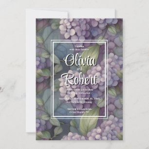 Elegant dusty purple watercolor floral Wedding Invitation