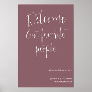 Elegant Dusty Purple Welcome Wedding Ceremony Sign