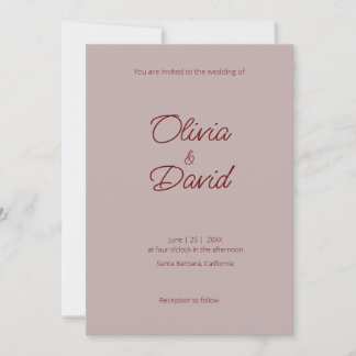 Elegant Dusty Rose and Cinnamon Rose Wedding Invitation