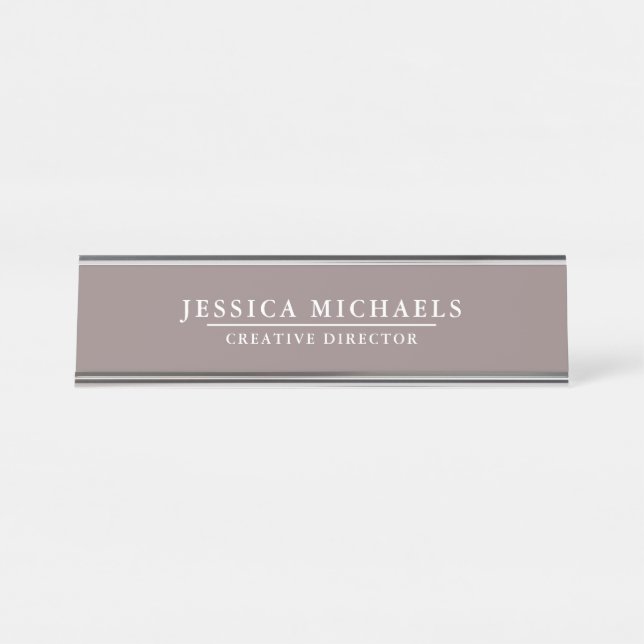 Elegant Dusty Rose and White Desk Name Plate (Front)