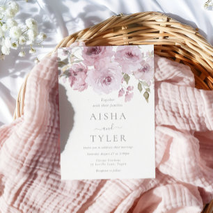Elegant Dusty Rose & Blush Floral Wedding Invitation