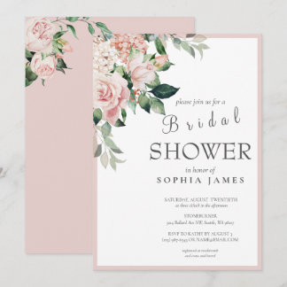 Elegant Dusty Rose Blush Peony Bridal Shower Invitation