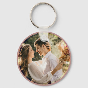 Elegant Dusty Rose Blush Photo Wedding Favour Key Ring
